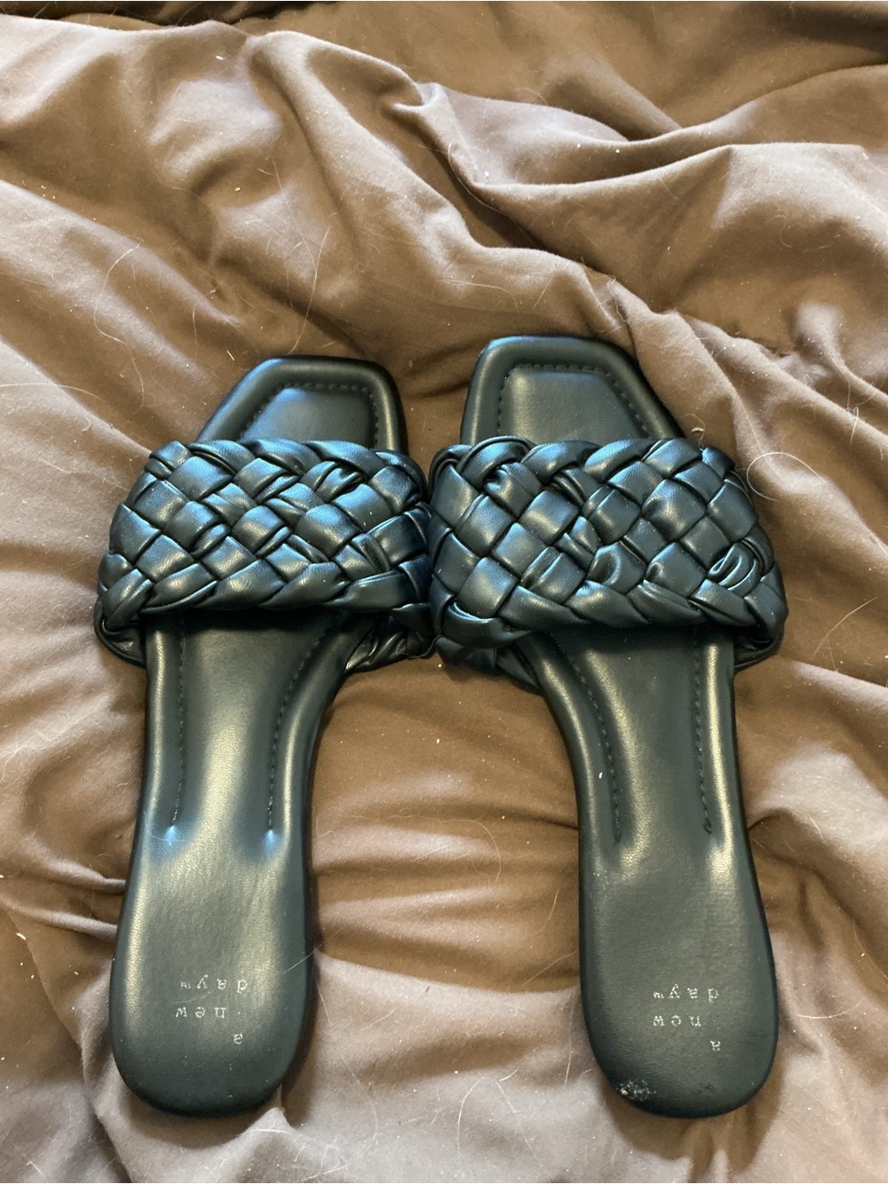 a new day Black Braided Slide Sandals - Women